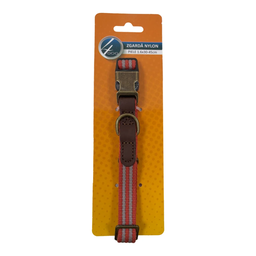Zgărzi, Lese & Hamuri - 4DOG Zgardă Nylon și Piele, 1,6x30-45 cm