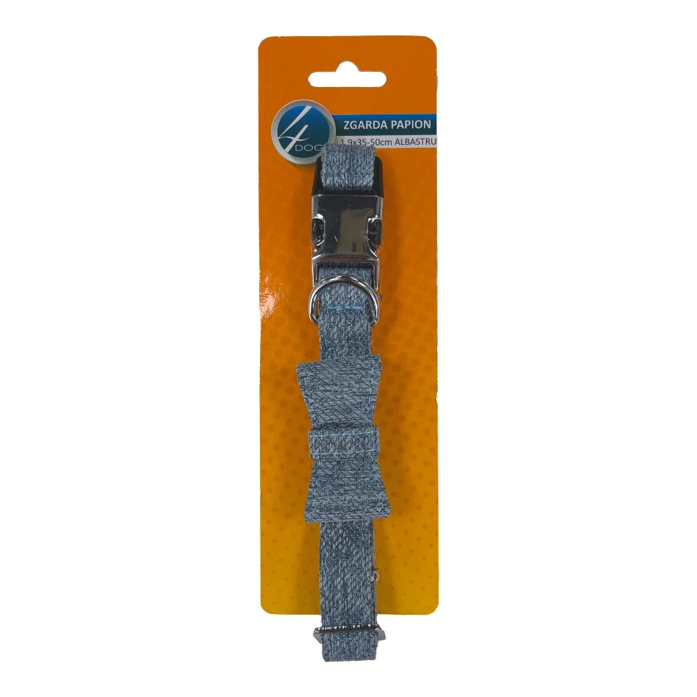 Zgărzi, Lese & Hamuri - 4DOG Zgardă Papion, Albastru, 1,9x35-50 cm