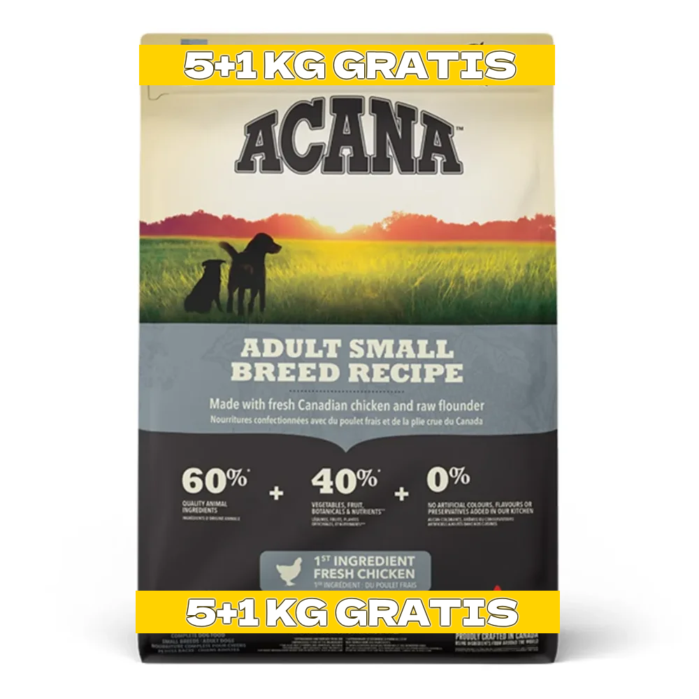 Câini - Hrană Uscată Câine Adult, ACANA Heritage, Talie Mică, 5+1kg CADOU