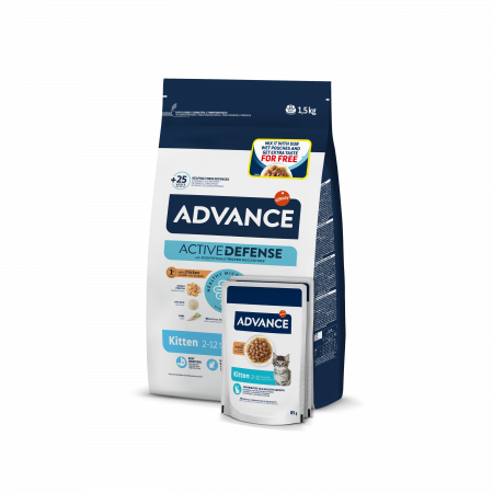 Pisică Junior - Hrană Uscată Pisică Junior, ADVANCE, Pui, 1.5kg + 2 plicuri CADOU