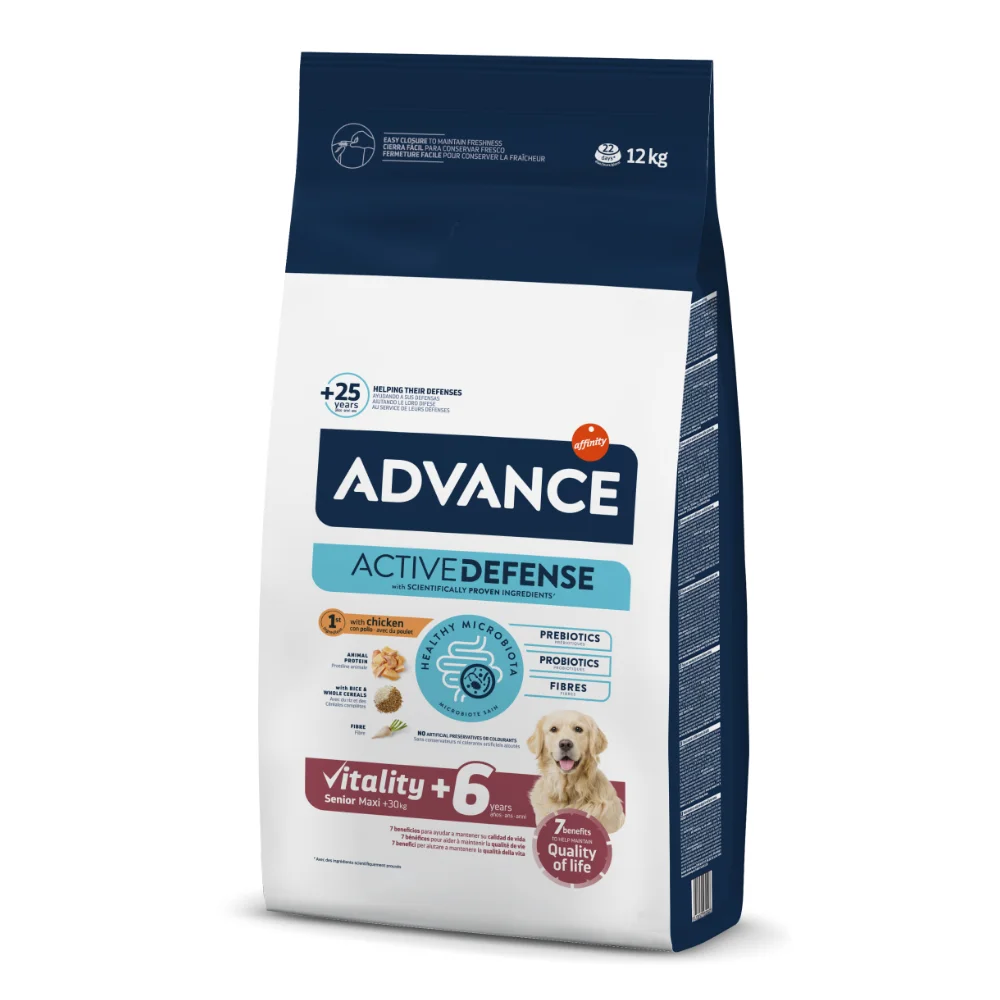 Câini - ADVANCE Vitality, Hrană Uscată Câine Senior +6, Talie Mare, 12kg