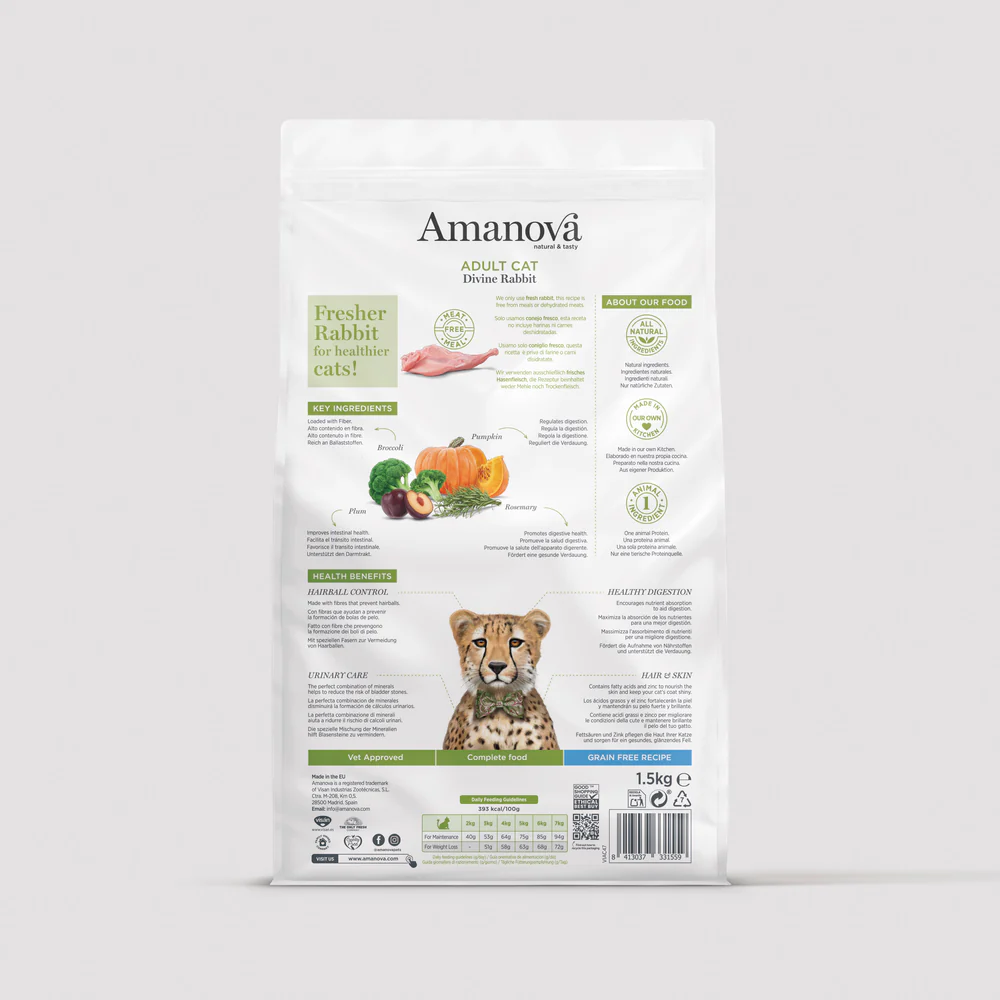 Hrană Uscată Pisică Adult, AMANOVA, Hipoalergenic, Iepure, 1.5kg [1]