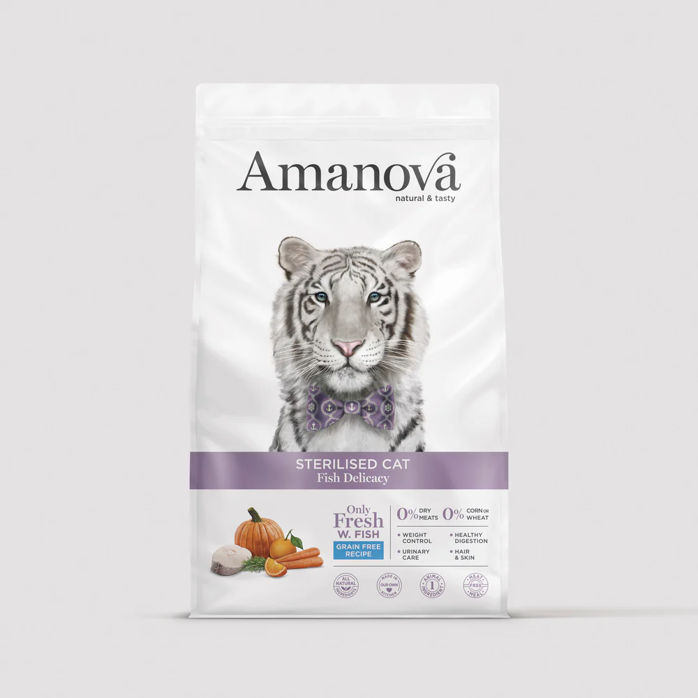 Pisică Adult - Hrană Uscată Pisică Adult, AMANOVA, Sterilizat, Hipoalergenic, Pește Alb, 4kg