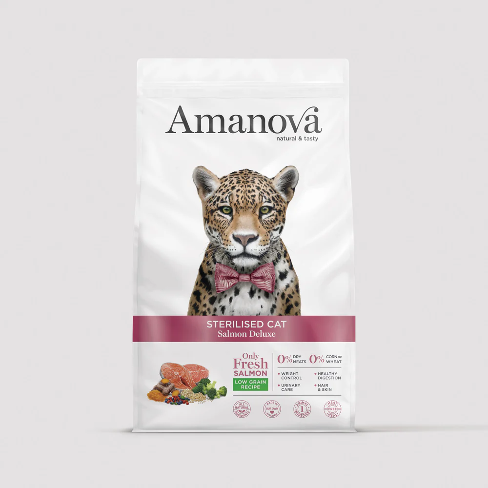 Pisică Adult - Hrană Uscată Pisică Adult, AMANOVA, Sterilizat, Hipoalergenic, Somon, 6kg