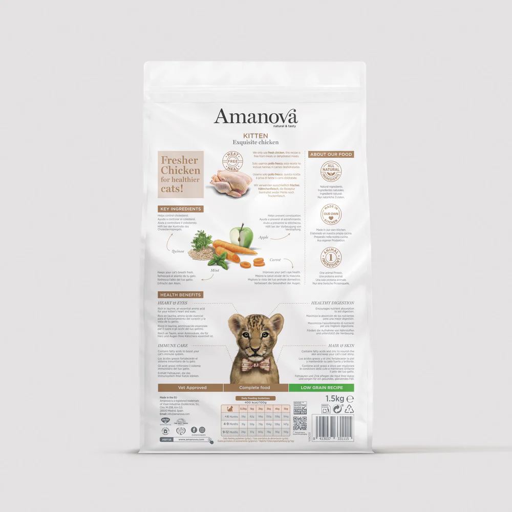 Hrană Uscată Pisică Junior, AMANOVA, Hipoalergenic, Pui, 4kg [1]