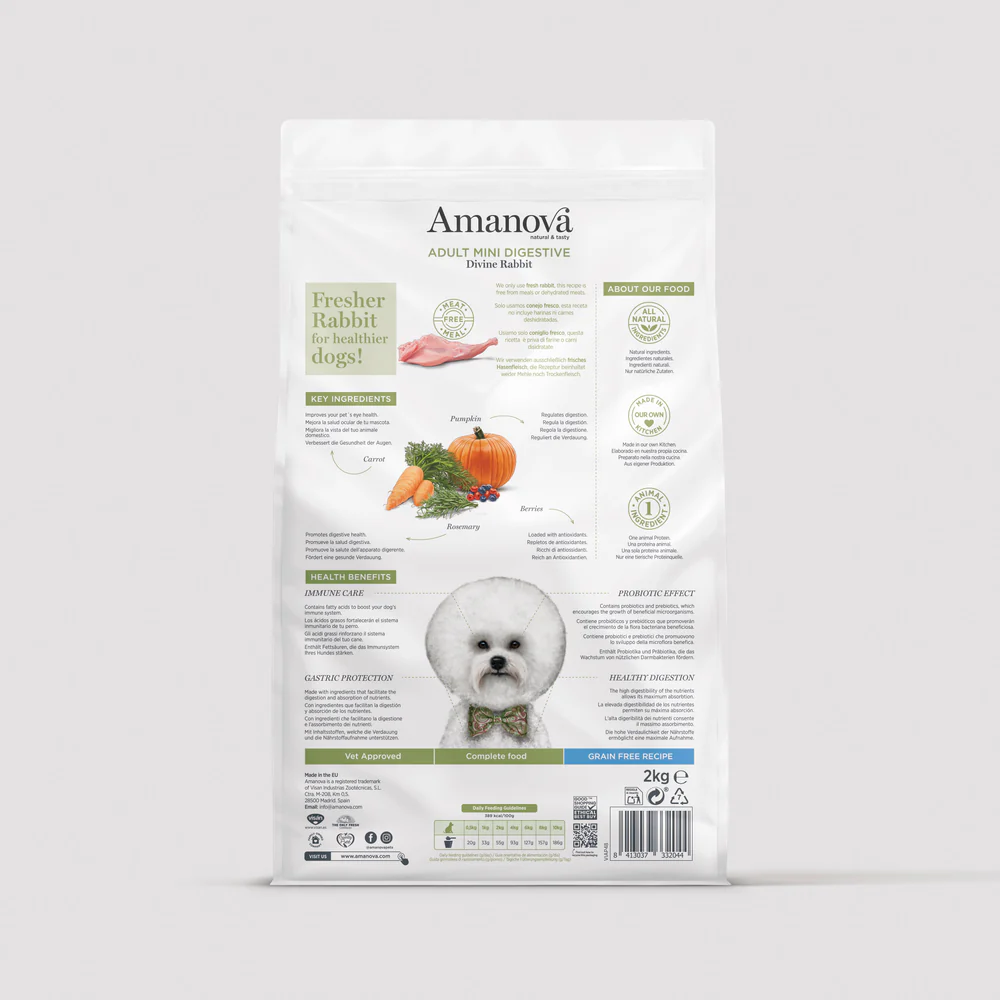 Hrană Uscată Câine Adult, AMANOVA Digestive, Hipoalergenic, Talie Mică, Iepure, 7kg [1]