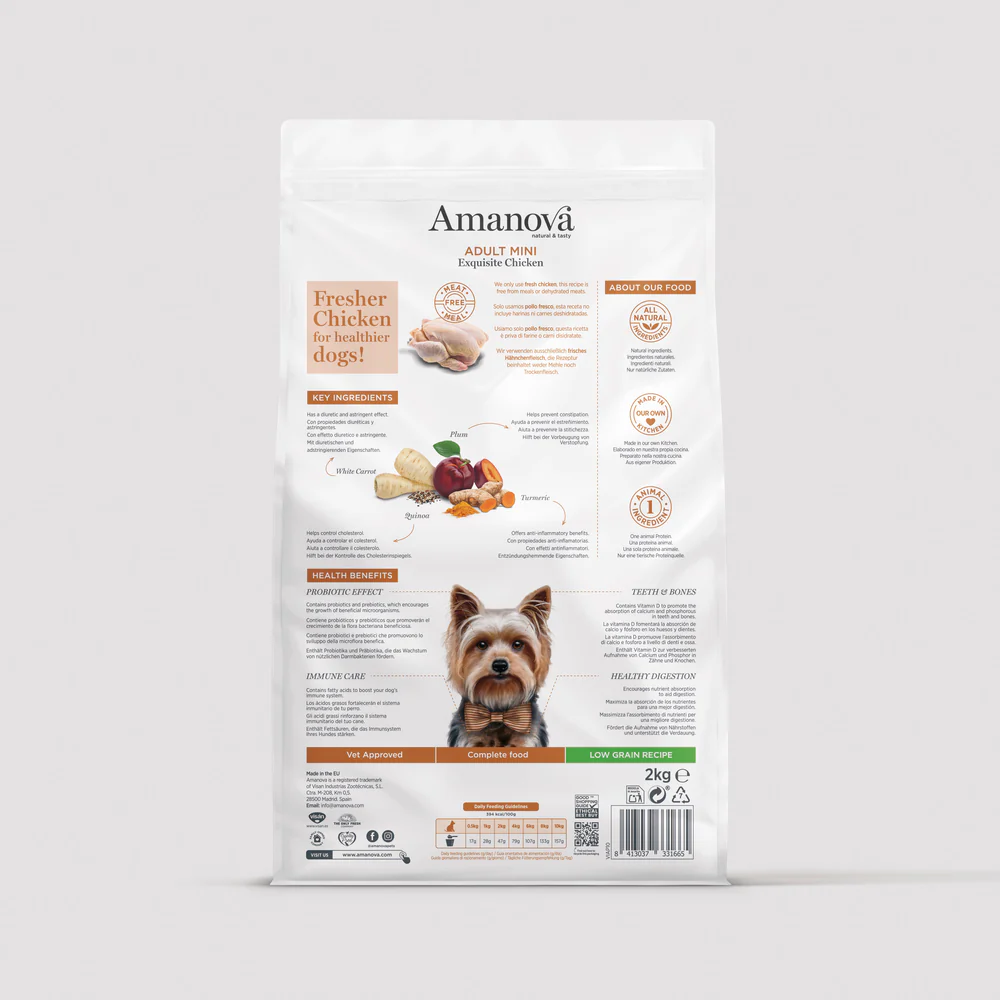 Hrană Uscată Câine Adult, AMANOVA, Hipoalergenic, Talie Mică, Pui, 2kg [1]