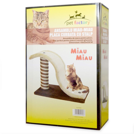MIAU MIAU Ansamblu pentru Pisică, Placă Curbată cu Stâlp, 43x25x33cm [1]