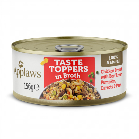 Câini - Applaws Toppers cu Pui, Ficat de Vita si Vegetale in Supa, Hrana Umeda Caine 156g