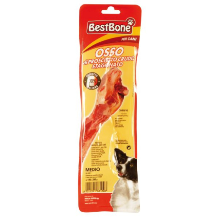 Câini - Recompensă pentru Câine Adult, BESTBONE, Os Natural cu Șuncă, 140g