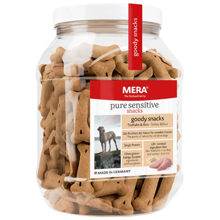 Câini - Recompense pentru Câine Adult, MERA Goody Snacks, Curcan și Orez, 600g
