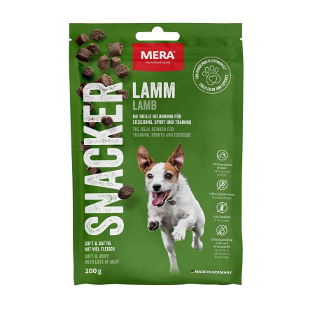 Câini - Recompense pentru Câine Adult, MERA Snacker, Miel, 200g