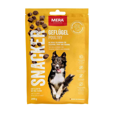 Câini - Recompense pentru Câine Adult, MERA Snacker, Pasăre, 200g