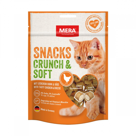Recompense Pisici - Recompense pentru Pisică Adult, MERA Crunch Soft, Pernuțe, Pui, 200g