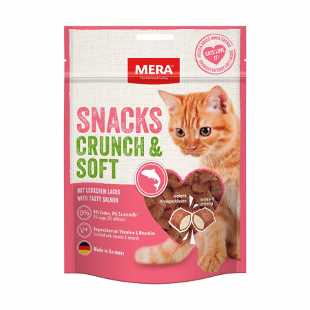 Recompense Pisici - Recompense pentru Pisică Adult, MERA Crunch Soft, Pernuțe, Somon, 200g