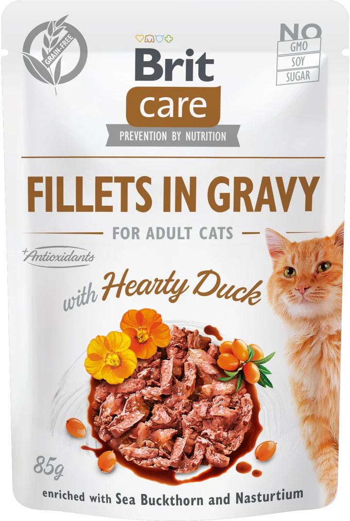 Pisică Adult - BRIT Care Fillets, Hrană Umedă Pisică Adult, Rață, 85g