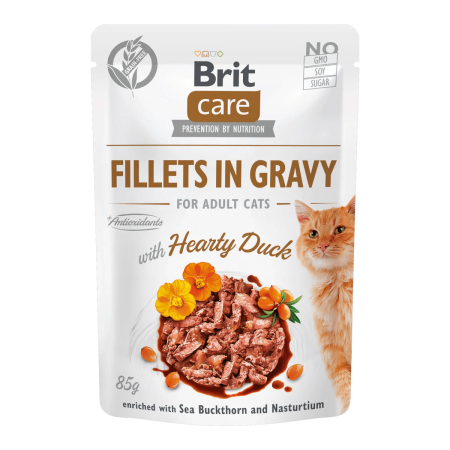 Pisici - BRIT Care Fillets, Hrană Umedă Pisică Adult, Rață, 85g