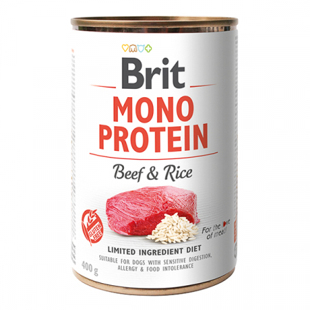 Câini - Hrana umeda Caini BRIT Mono Protein Vita si Orez 400g