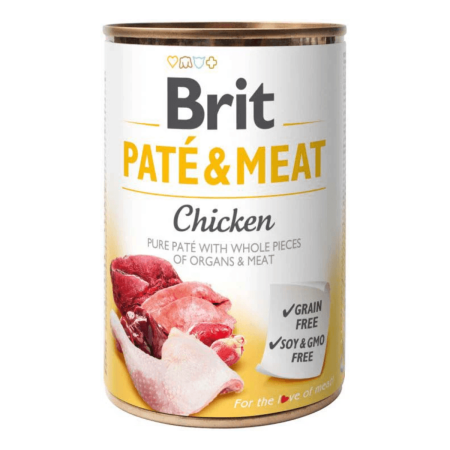 Hrană Umedă Câini - Brit Pate & Meat, Hrană Umedă Câine Adult, Pui, 400g
