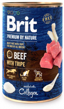 Câini - BRIT Premium by Nature, Hrană Umedă Câine Adult, Vită și Burtă de Vită, 400g