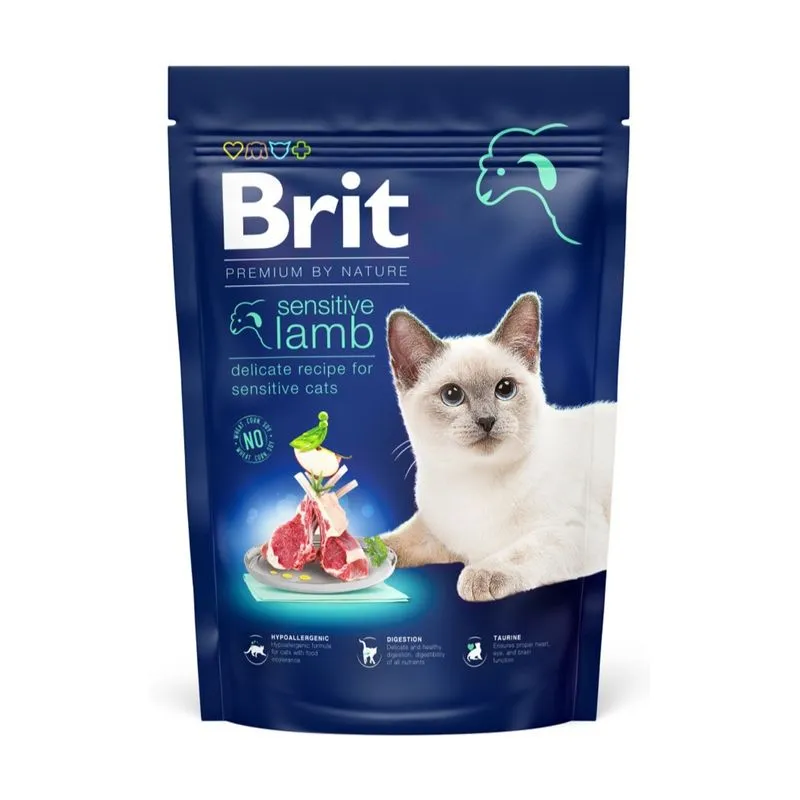 Pisică Adult - Hrană Uscată Pisică Adult, BRIT Premium by Nature, Sensitive, Miel, 800g