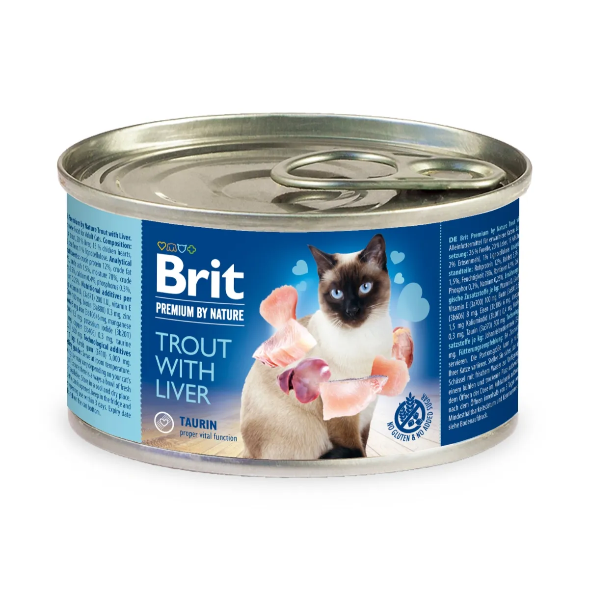 Pisici - BRIT Premium by Nature, Hrană Umedă Pisică Adult, Păstrăv și Ficat, 200g