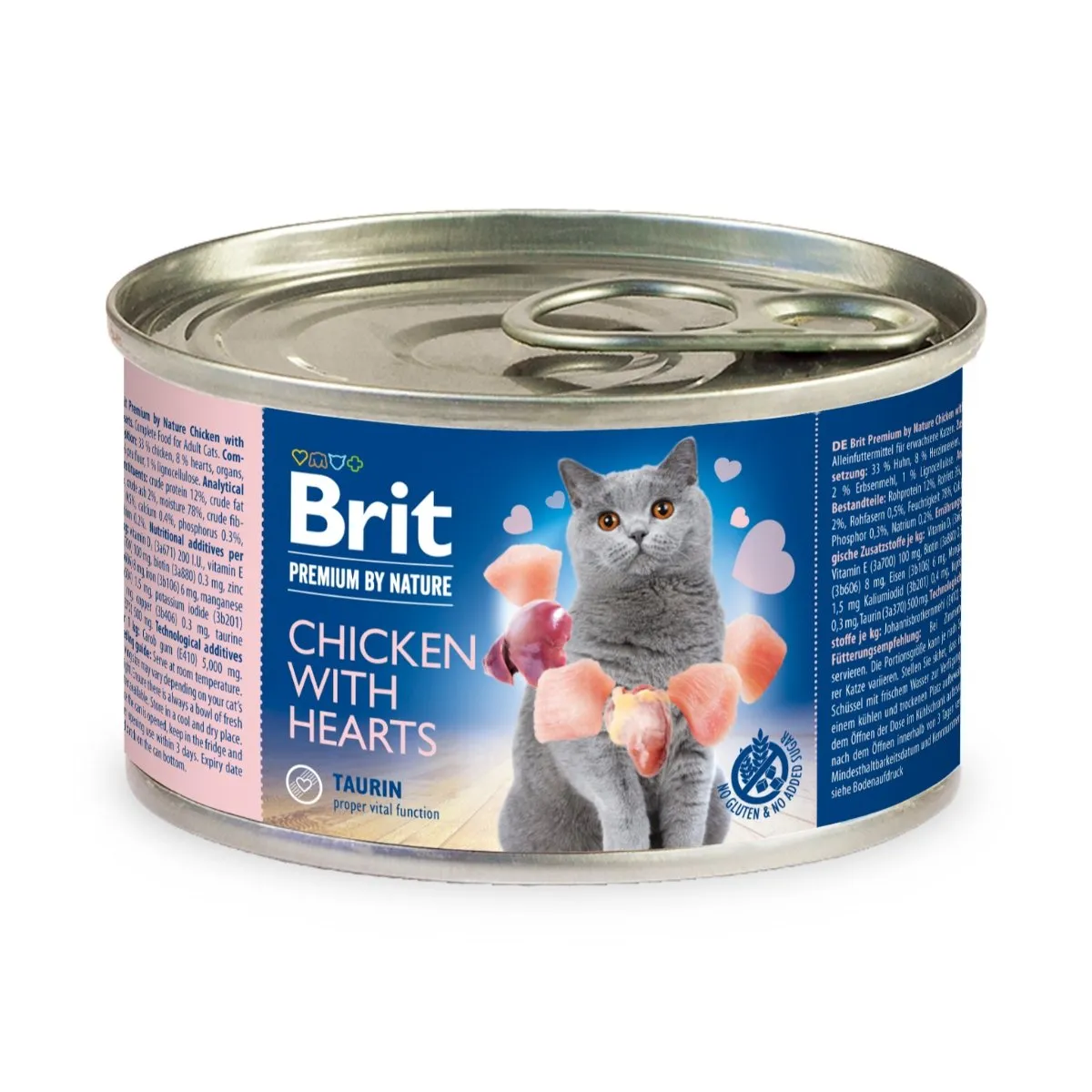 Pisică Adult - BRIT Premium by Nature, Hrană Umedă Pisică Adult, Pui și Inimi de Pui, 200g