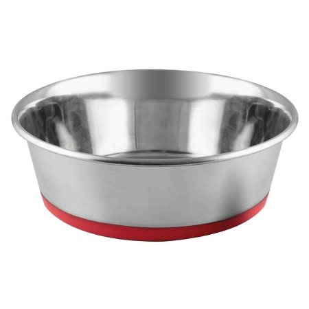 Câini - Castron, 4DOG, Inox, Bază Antiderapantă, Roșu, 0.36L, 11cm