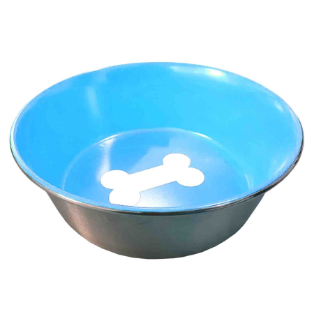 Castron Antiderapant, 4DOG, Inox, Interior Albastru, 0.5L, 13cm