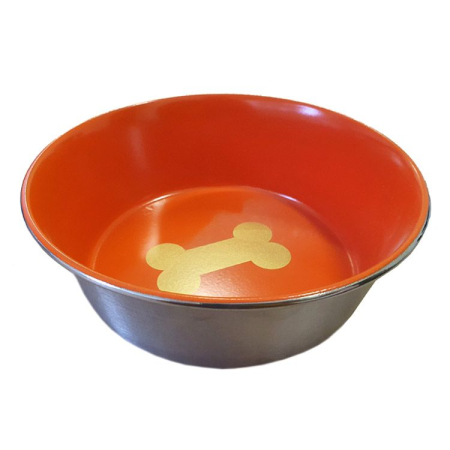 Câini - Castron 4DOG Inox Interior Portocaliu Antiderapant 0,9L 16cm
