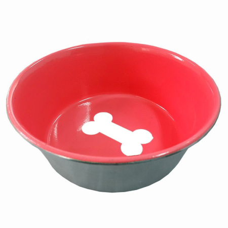 Câini - Castron 4DOG Inox Interior Rosu Antiderapant 0,9L 16cm