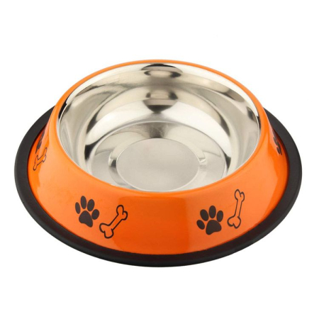 Câini - Castron 4DOG Inox Portocaliu Antiderapant 0,19L 10cm