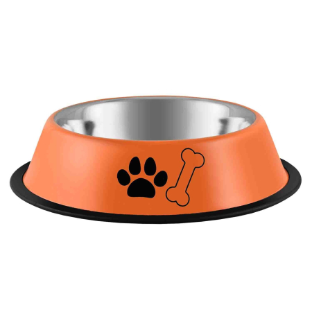 Castroane și Adapatori - Castron Antiderapant, 4DOG, Inox, Portocaliu, 1.90L, 22cm