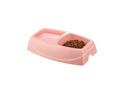 Câini - Castron Dublu, 4DOG Deluxe, Plastic, Roz, 2x0.25L