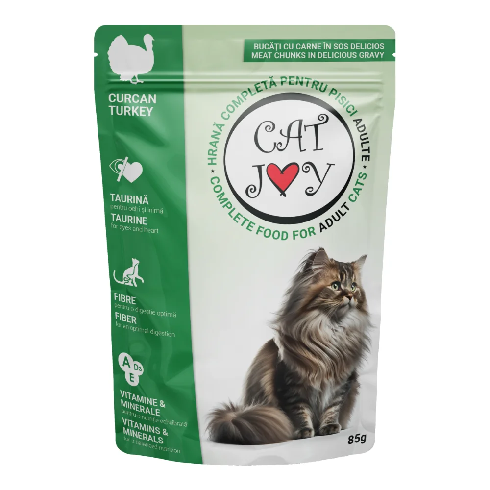 CAT JOY Hrană Umedă Pisică Adult, Curcan în Sos, 85g