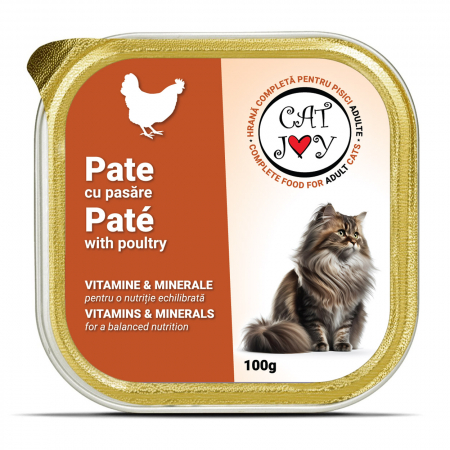 Pisică Adult - CAT JOY Pate, Hrană Umedă Pisică Adult, Pasăre, 100g