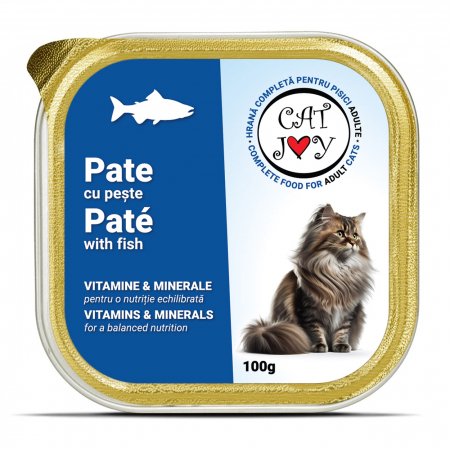 Pisică Adult - CAT JOY Pate, Hrană Umedă Pisică Adult, Pește, 100g