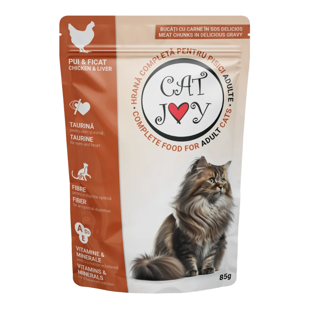 CAT JOY Hrană Umedă Pisică Adult, Pui în Sos, 85g