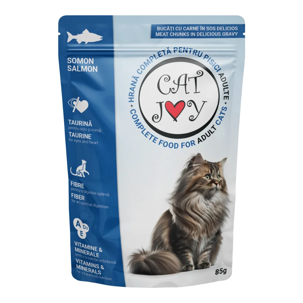 CAT JOY Hrană Umedă Pisică Adult, Somon în Sos, 85g
