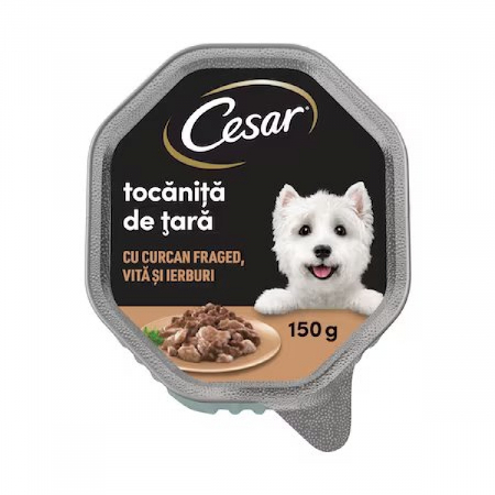Câini - Hrana Umeda Caini CESAR Pateu Curcan si Vita 150g