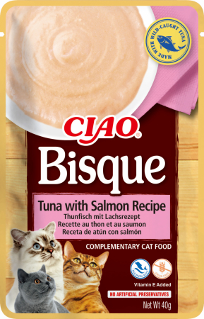 Recompense Pisici - Recompense Cremoase Pisică Adult, INABA CIAO Bisque, Ton și Somon, 40g