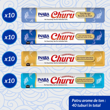 Recompense Cremoase Pisică Adult, CHURU Varieties, Varietăți de Ton, 40 bucăți [1]