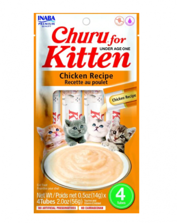 Recompense Pisici - Recompense Cremoase Pisică Junior, CHURU Kitten, Pui, 4 bucăți
