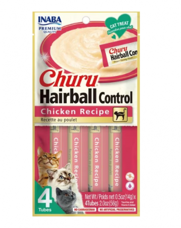 Recompense Pisici - Recompense Cremoase Pisică Adult, CHURU Hairball Control, Pui, 4x14g