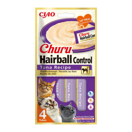 Recompense Pisici - Recompense Cremoase Pisică Adult, CHURU Hairball Control, Ton, 4x14g