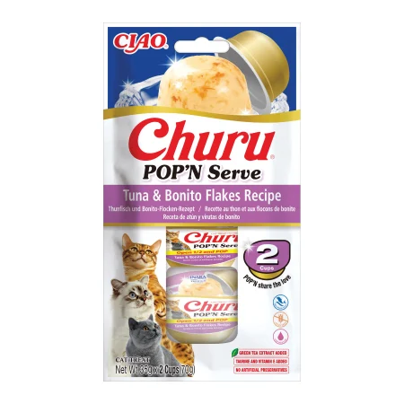Recompense pentru Pisică Adult, CHURU Pop'n Serve, Ton și Fulgi Bonito, 2x35g [2]