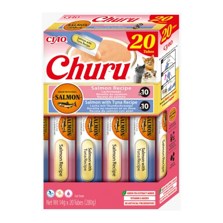 Pisici - Recompense Cremoase Pisică Adult, CHURU Varieties, Somon și Ton, 20 bucăți