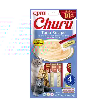 Recompense Pisici - Recompense Cremoase Pisică Senior, CHURU 10+, Ton, 4x14g