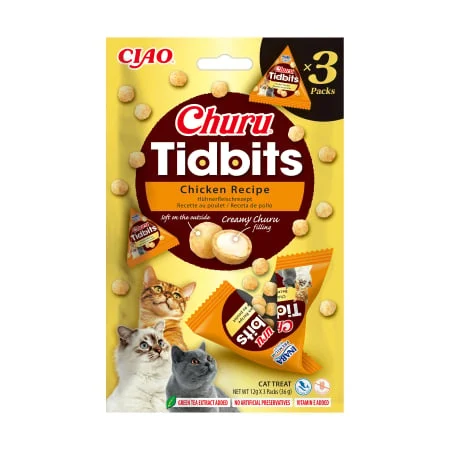 Pernuțe - Recompense Pisică Adult, CHURU Tidbits, Pui, 3x12g