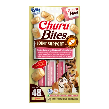 Cremoase - Recompense pentru Câine Adult, CHURU Bites, Susținerea Articulațiilor, Pui și Somon, 4x12g